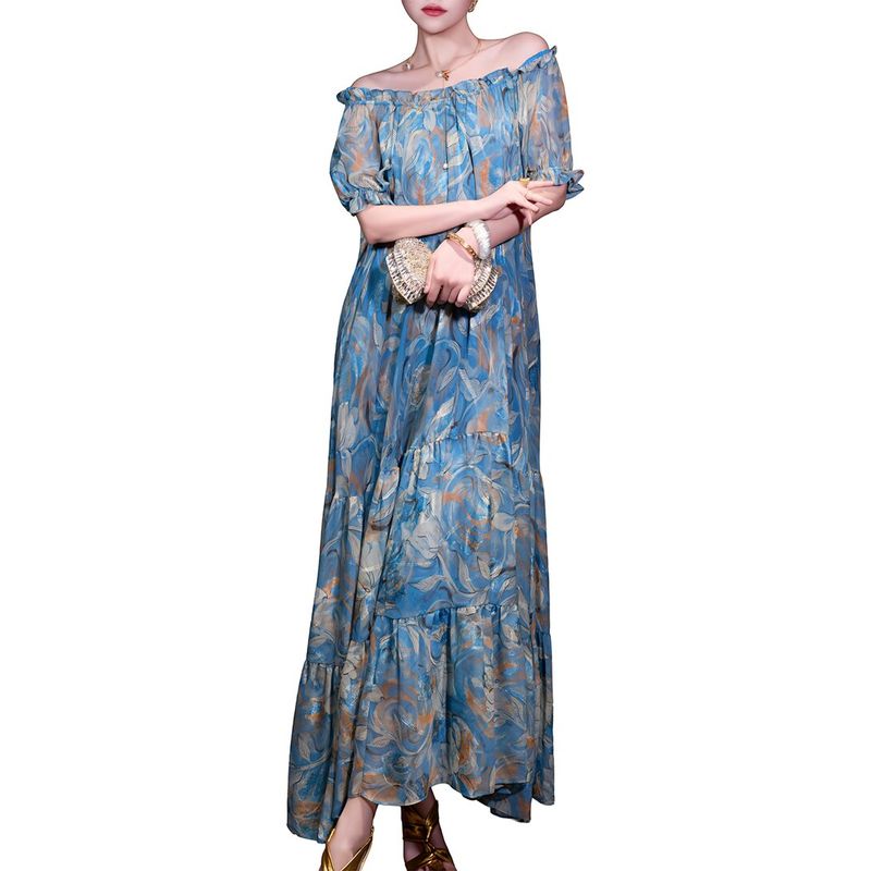 Brc By Burryco Womens Off-The-Shoulder Maxi Dress, Blue
